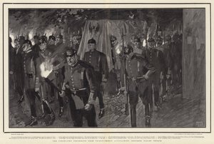 La procession aux flambeaux de Friedrichshof approchant l